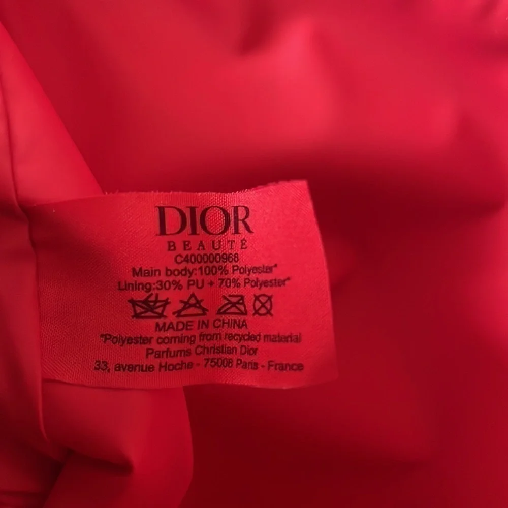 Brand New Dior Red Zippered Beauty Pouch 100% Recycled Materials in Box
